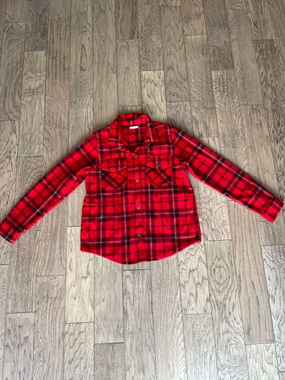 Women’s Red Plaid Button-Up Shirt size medium
